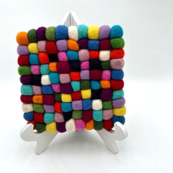 Trader Joe's Hand Crafted Felted Wool Trivet Hot Pad colorful vibrant fun trendy - Picture 5 of 8